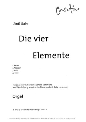 Vier Elemente - für Orgel von Emil Rabe